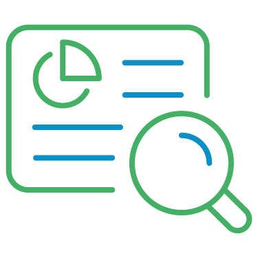 Account Reconciliation Vector Image of a Pie Chart and Magnifying Glass to Represent Account Reconciliation