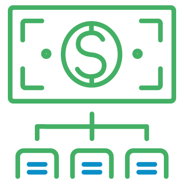 Expenses Vector Image of a Dollar in an Organization Chart to Represent Expense Tracking and Management