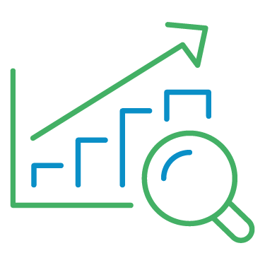 Financial Analysis Vector Image of a Growth Graph with a Magnifying Glass to Represent CFO Services Financial Analysis