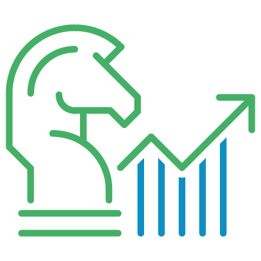 Goal Vector Image of a Knight Chess Piece and a Growth Graph to Represent Goal-Oriented, Big Picture Approach Company Values