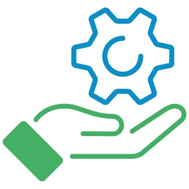 Implementation Vector Image of a Hand Holding a Gear to Represent CFO Services Plan Implementation