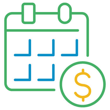 Monthly Bookkeeping Vector Image of a Calendar with a Coin to Represent Monthly Bookkeeping Services