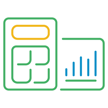 One-Time Bookkeeping Vector Image of a Calculator with a Graph to Represent One-Time Bookkeeping Services
