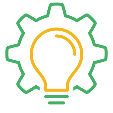 Software Vector Image of a Lightbulb in a Gear to represent Financial Software Flexibility