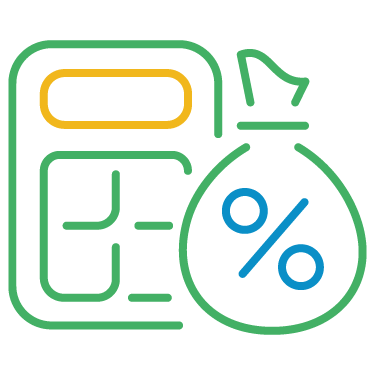 Tax Prep Support Vector Image of Calculator and Money Bag to Represent Tax Preparation Support Services