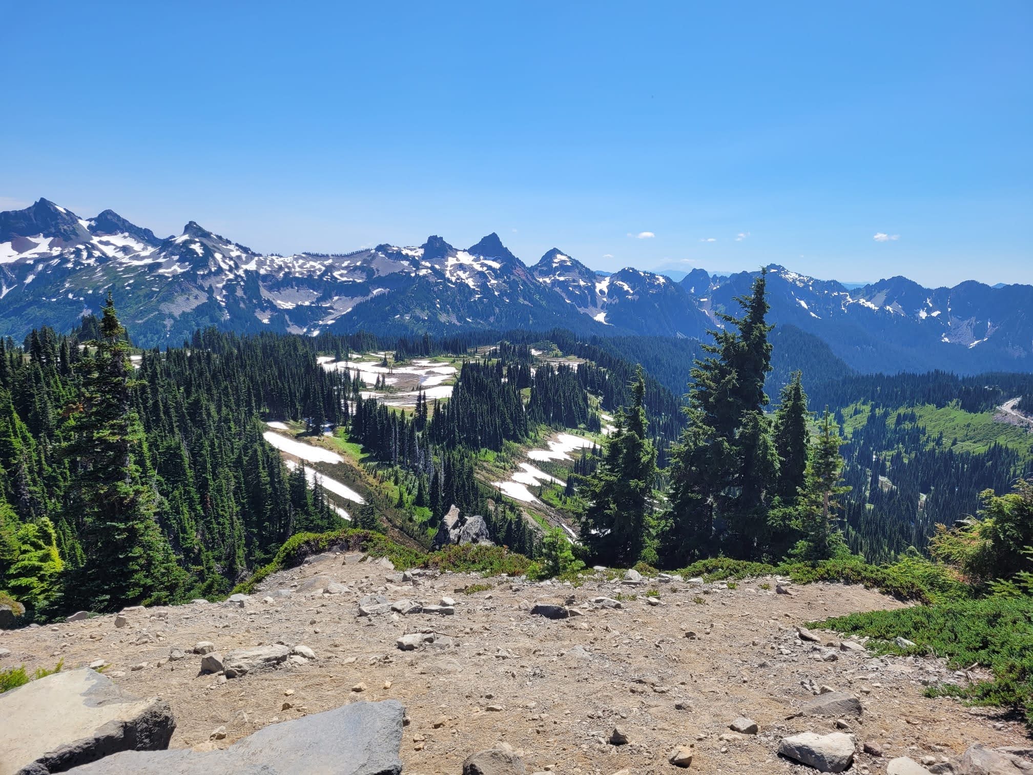 Image Overlooking a Forrested Mountain Range in the Distance